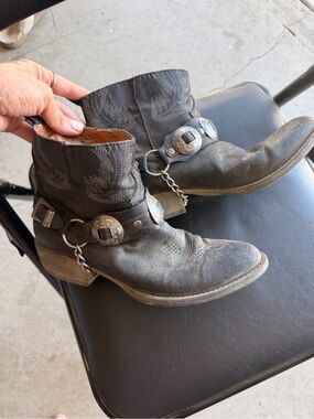 Coconuts by Matisse Black Western Harness Ankle Boots with Conchos